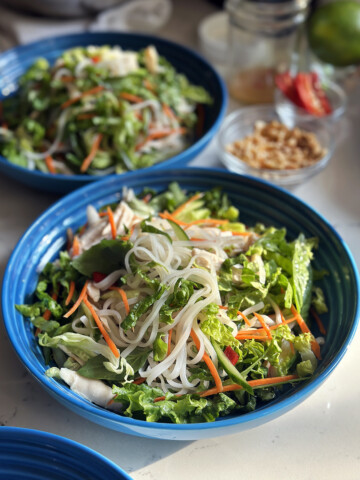 vietnamese rice noodle salad, plated