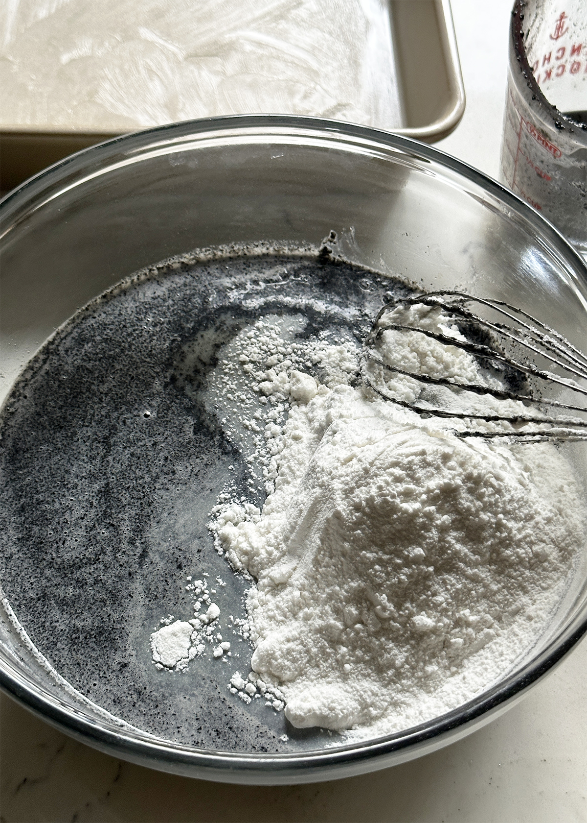 black sesame mochi cake batter dry ingredients