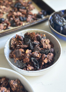 healthy chocolate granola in bowl