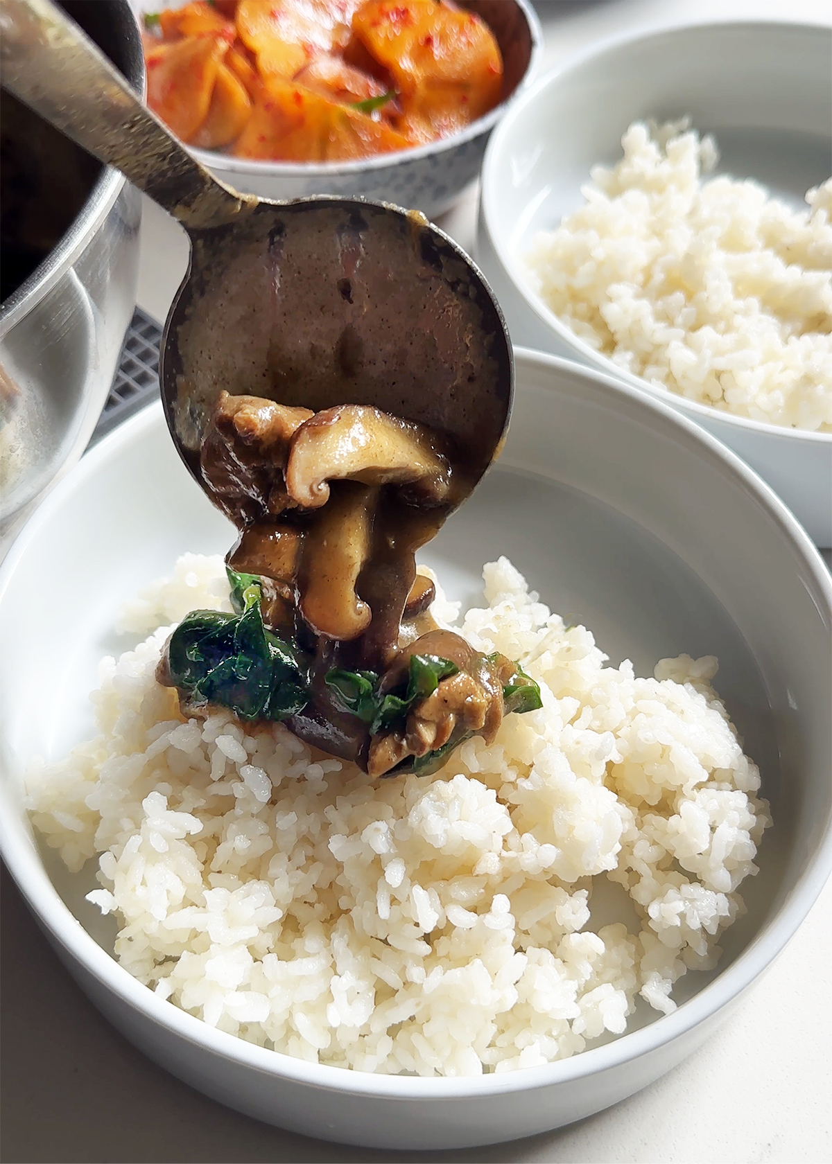japanese spinach mushroom curry ladle