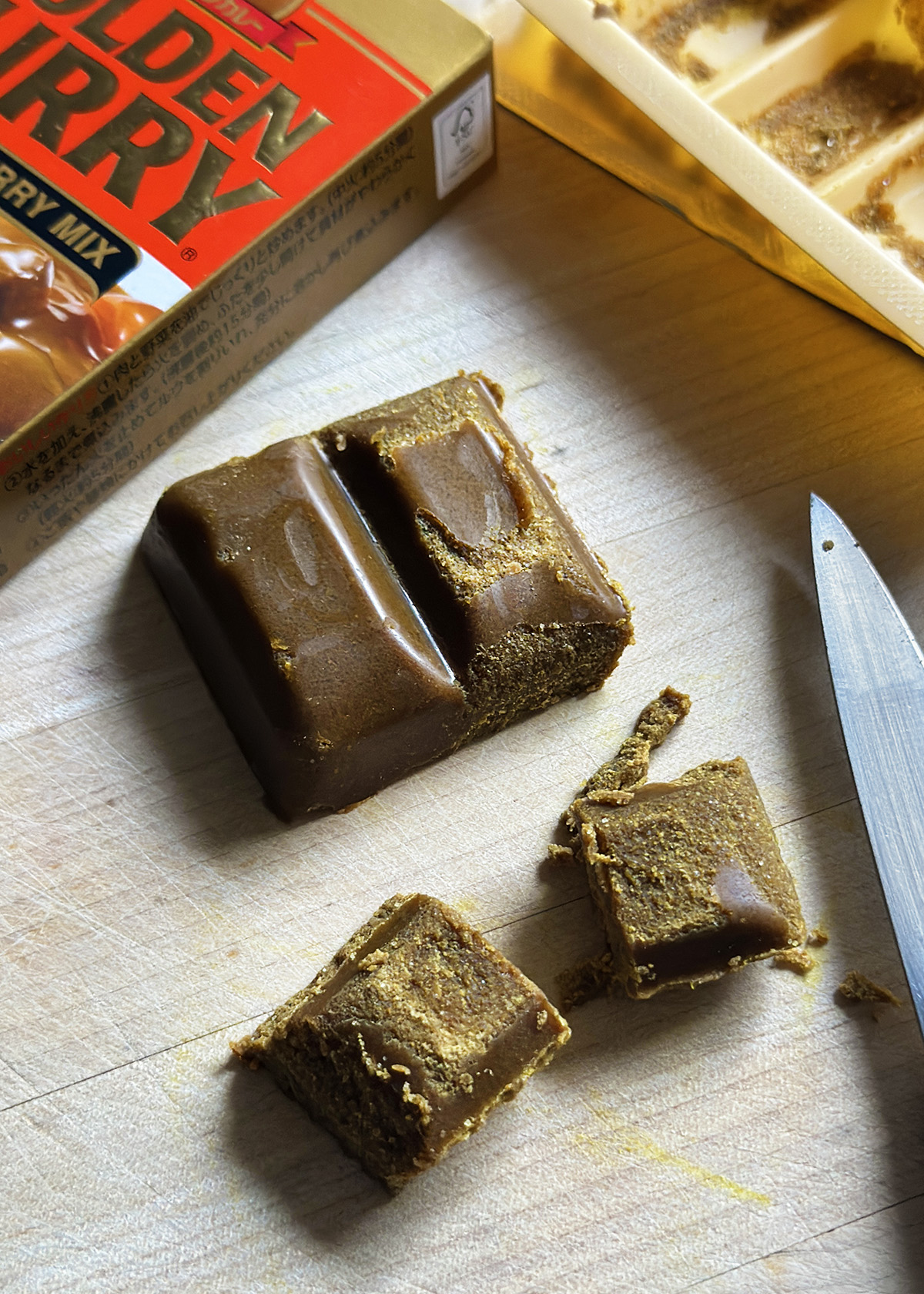 instant japanese curry blocks, chopped