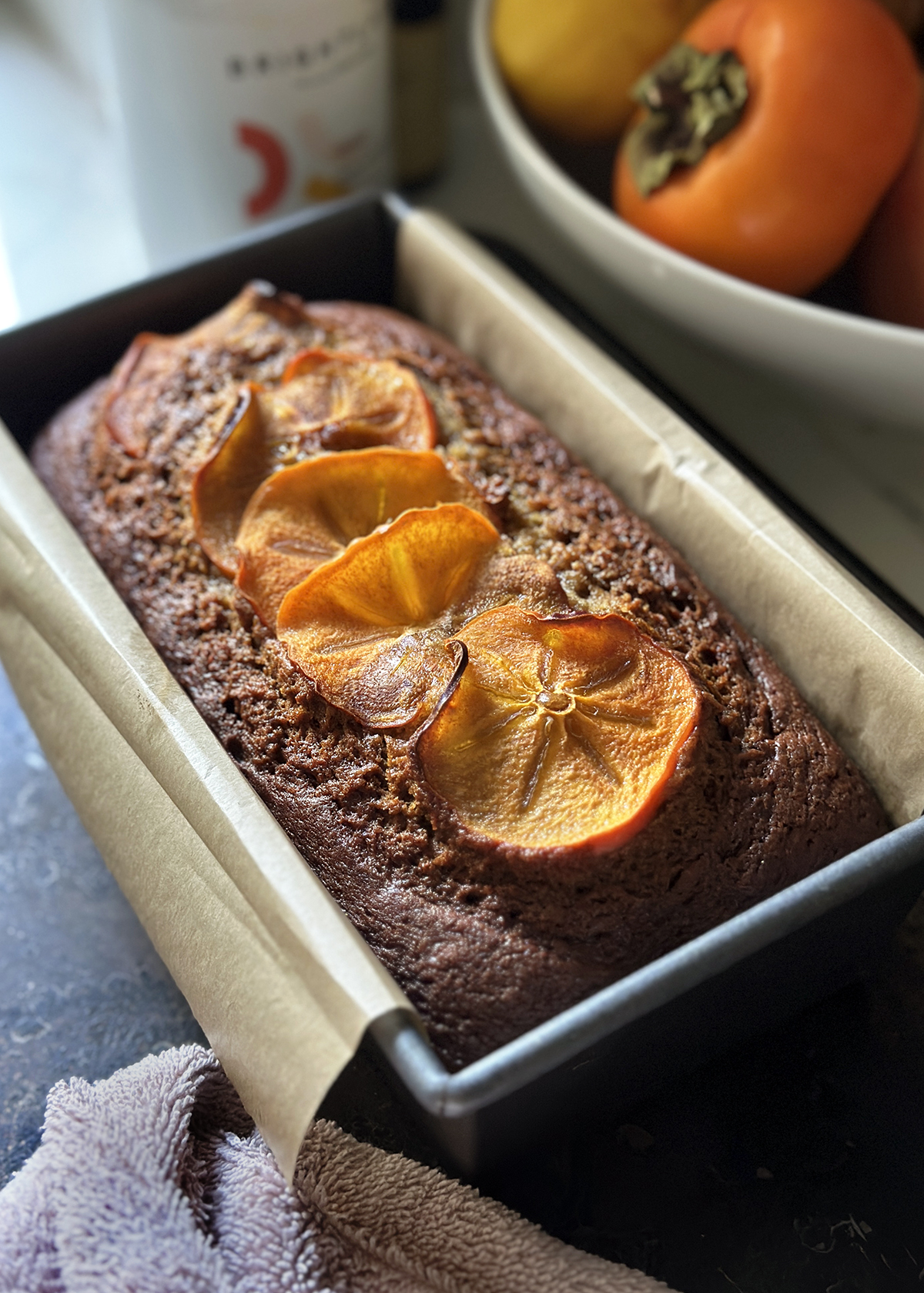 persimmon bread in pan