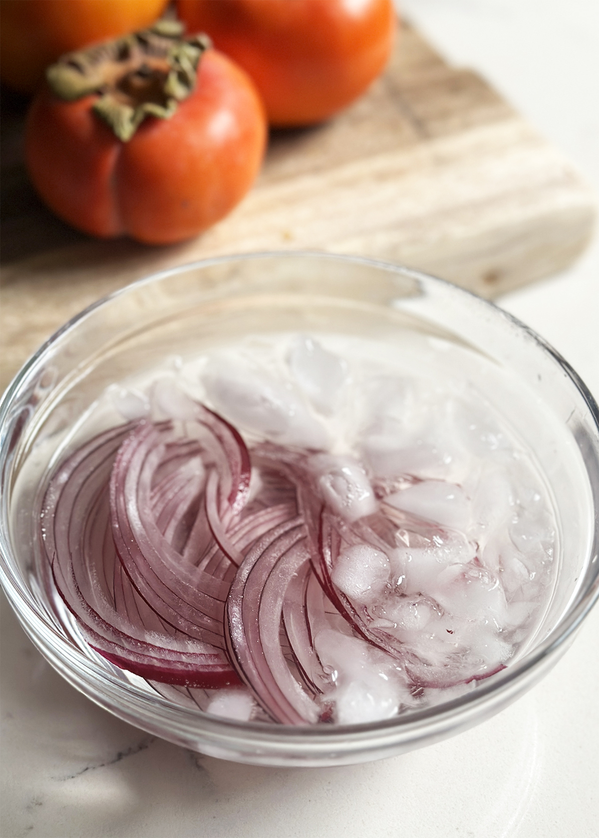 soaking red onions for kimchi