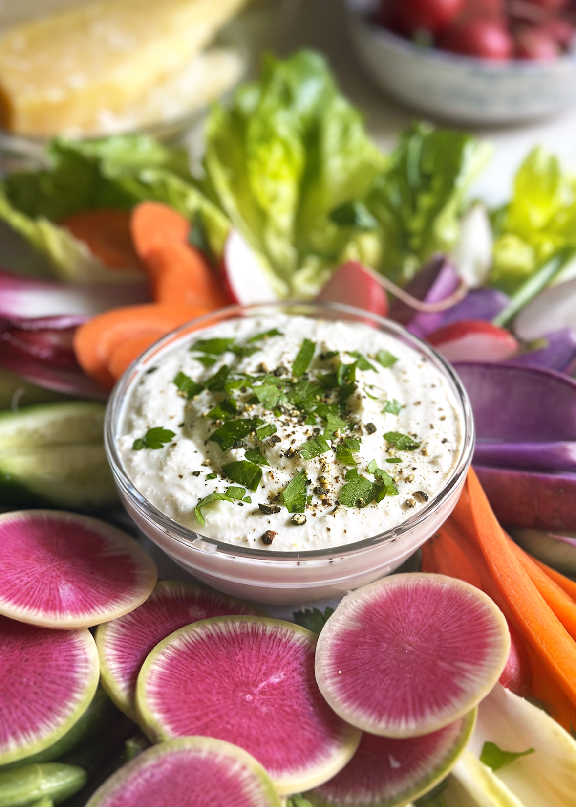 caesar salad-dip, closeup
