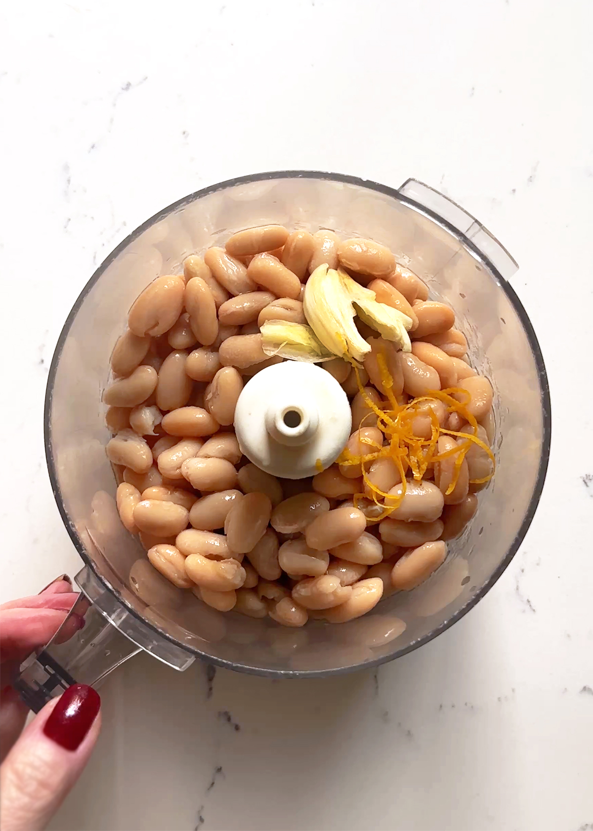 white beans in food processor
