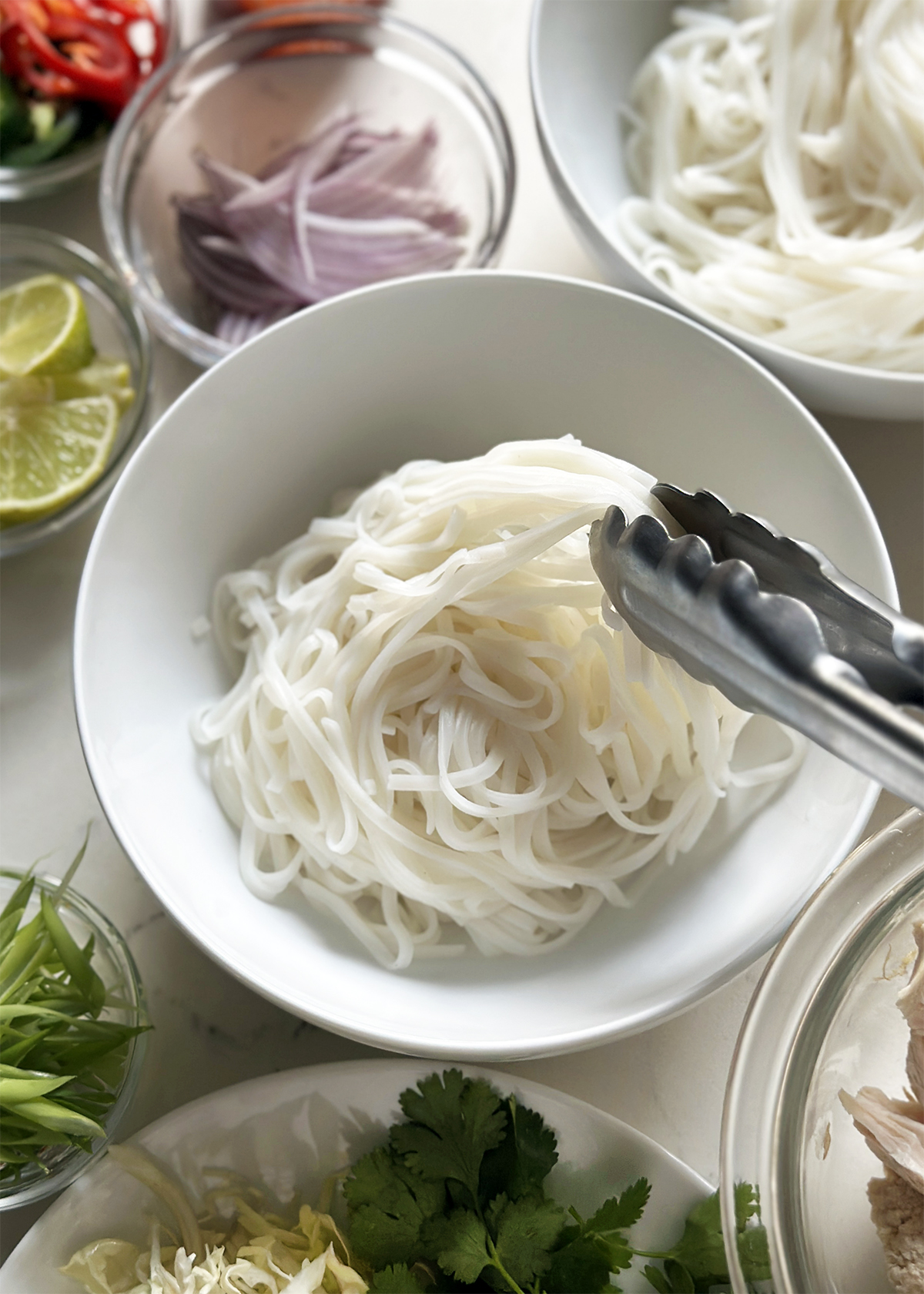 pho rice noodles in bowl