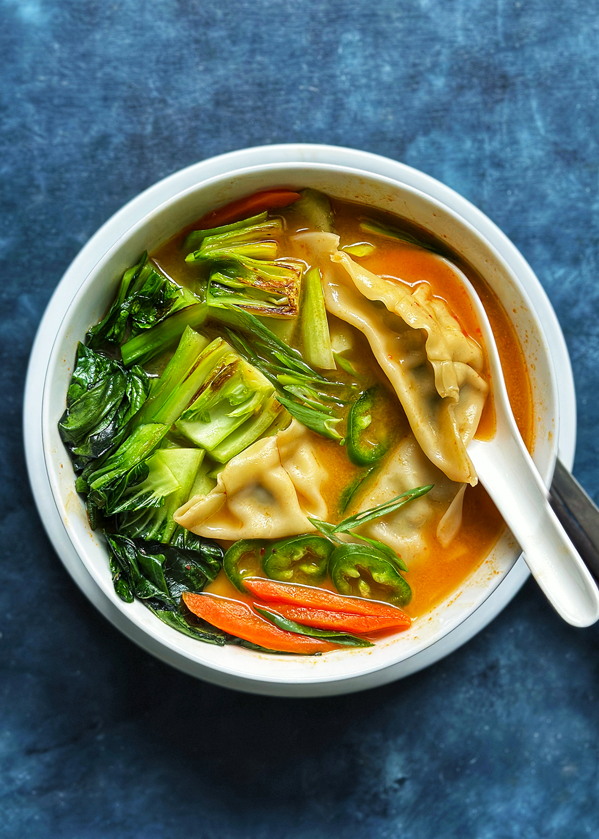 spicy miso soup with dumplings