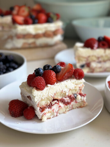 berry chantilly tiramisu, slice