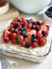 berry chantilly tiramisu, ganished