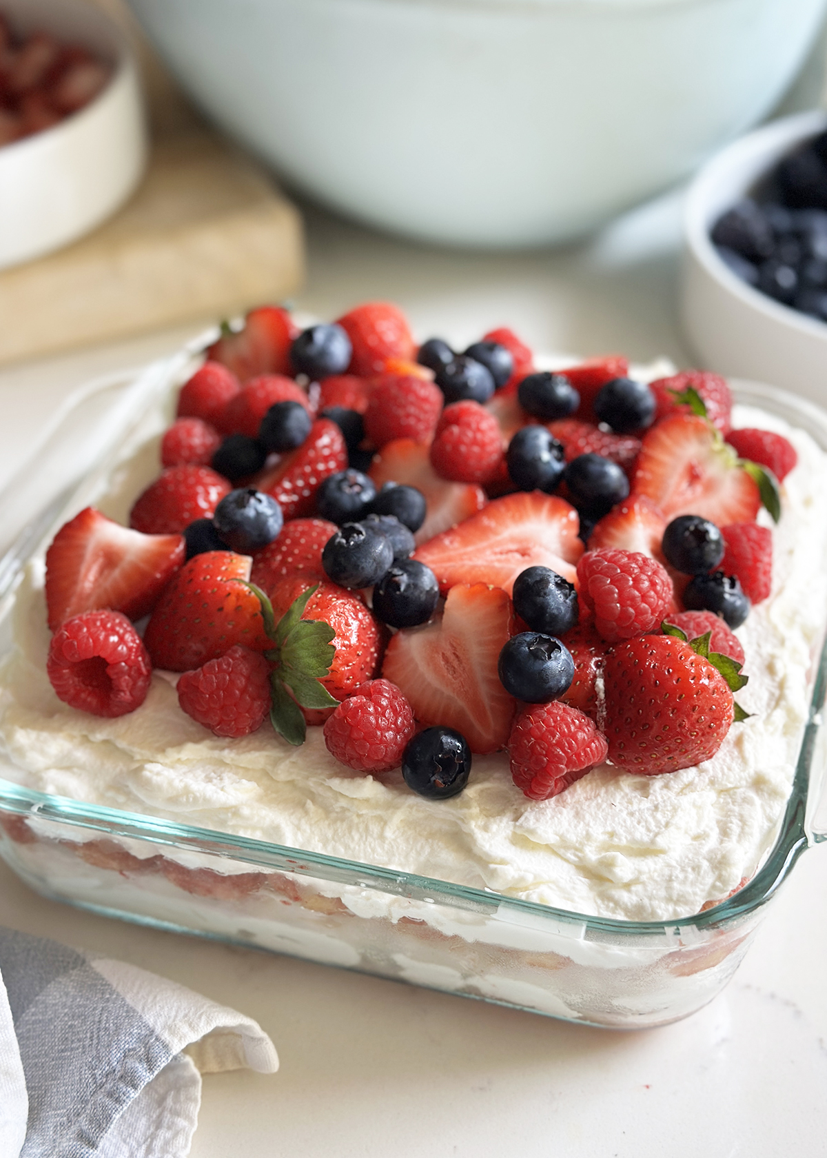 berry chantilly tiramisu, ganished