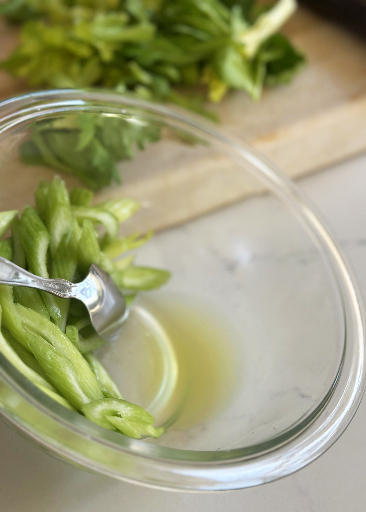 draining salted celery