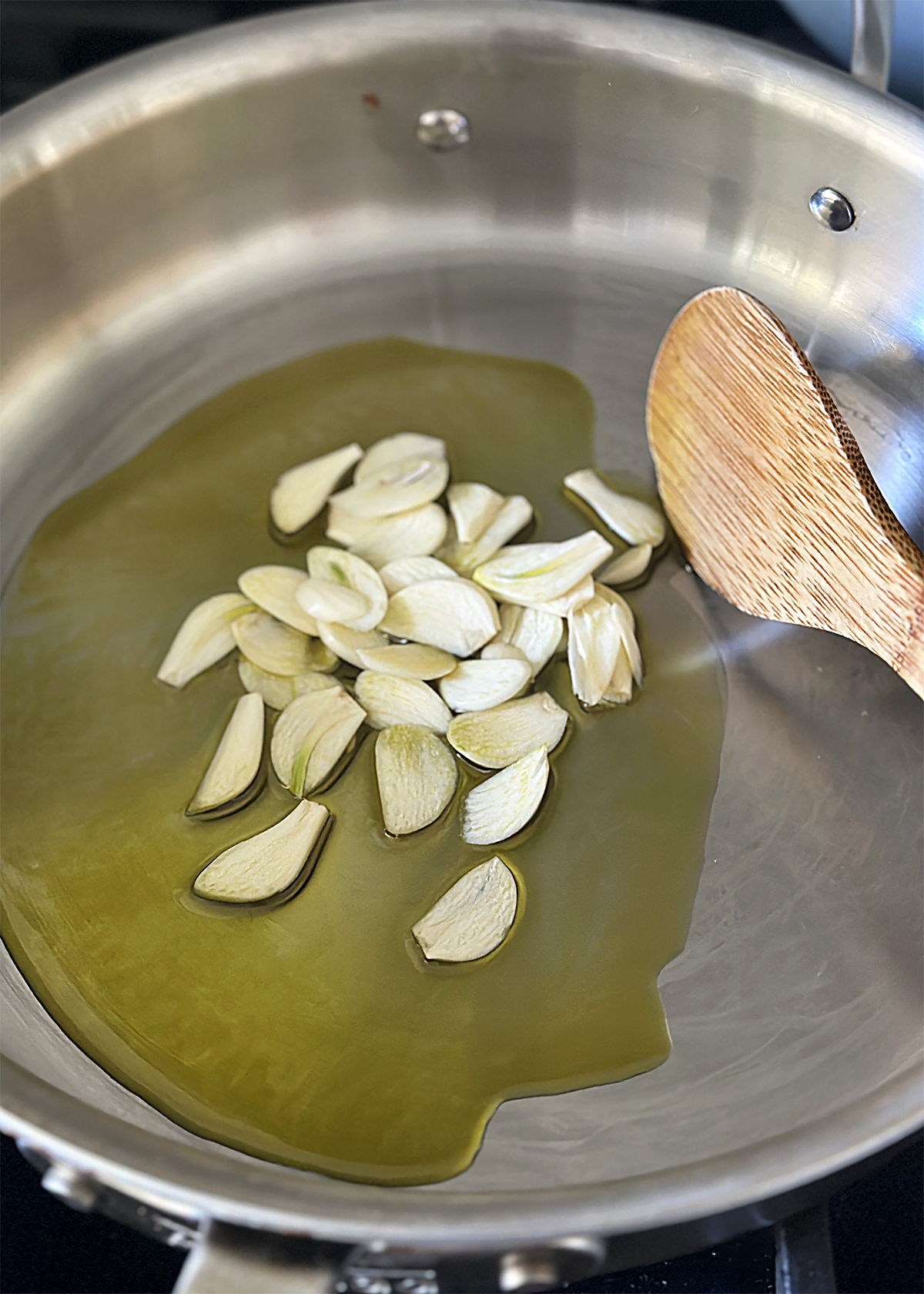 garlic sauteing in oil