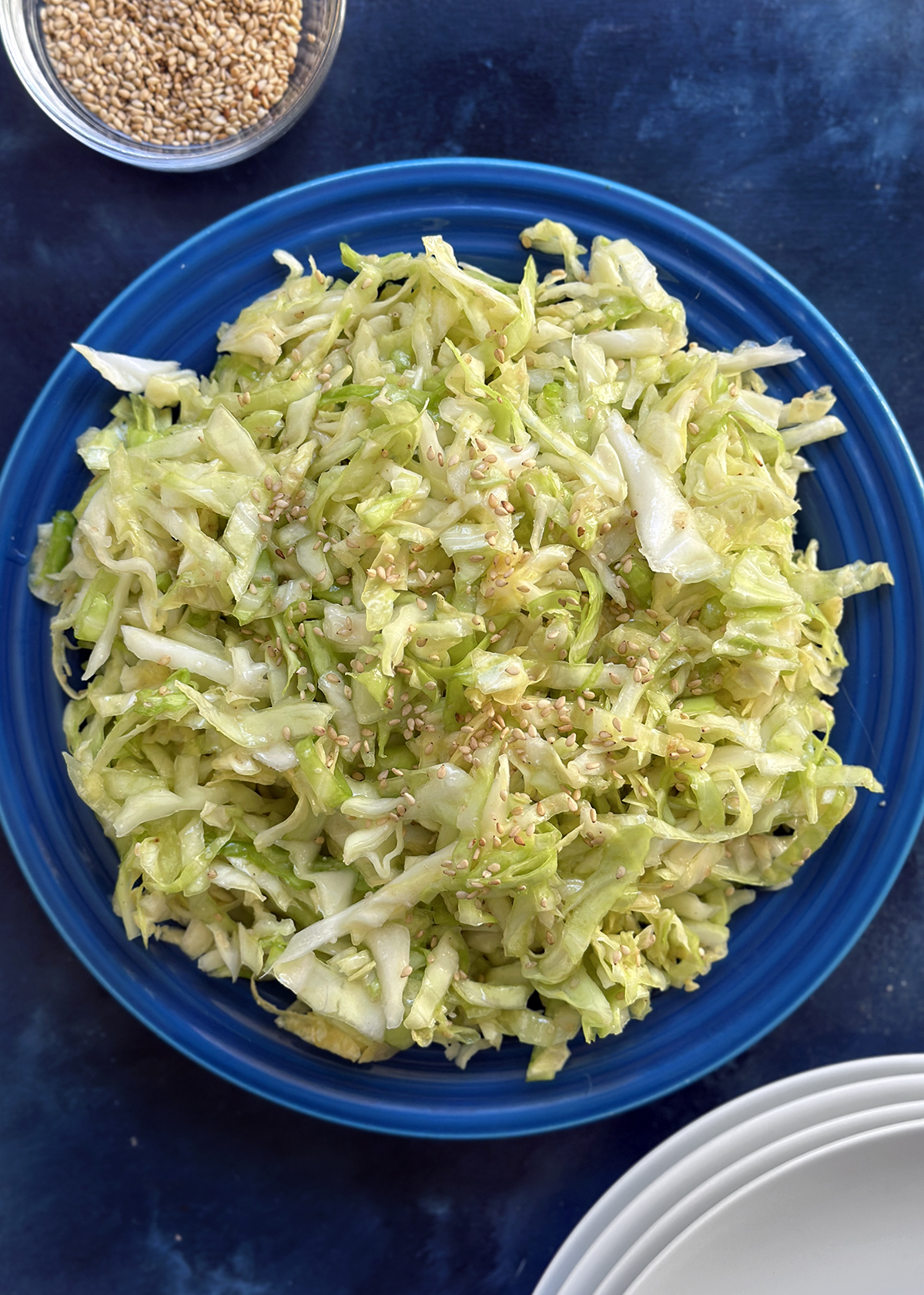 japanese cabbage salad, garnished