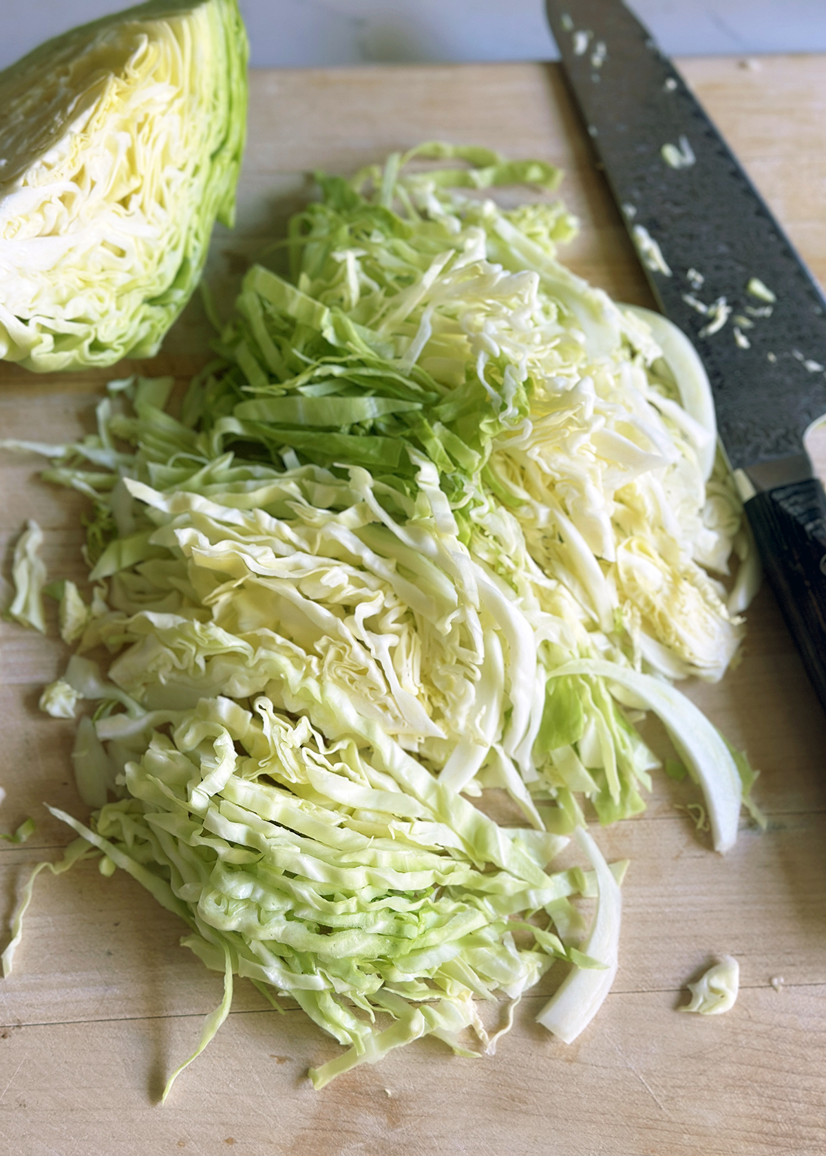 julienne sliced cabbage