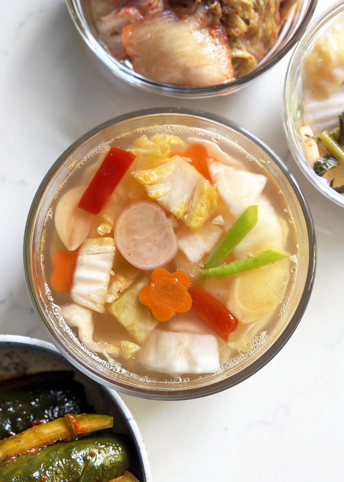 water kimchi in serving bowl