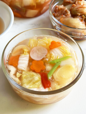 water kimchi in serving bowl