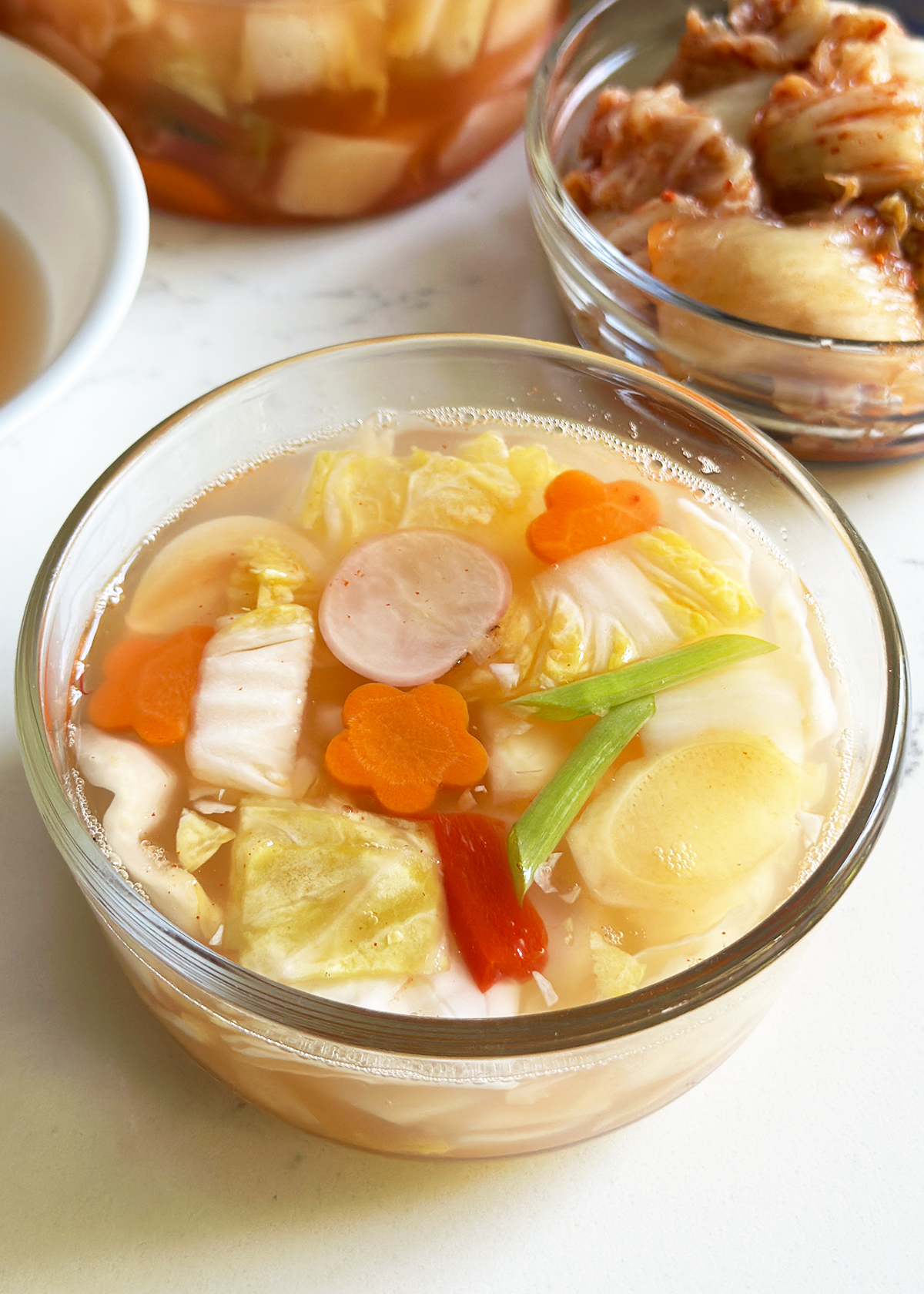 water kimchi in serving bowl
