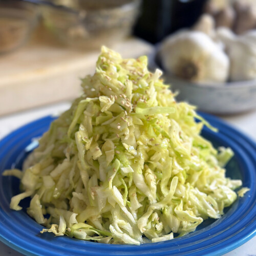 japanese cabbage salad with garlic sesame, yamitsuki