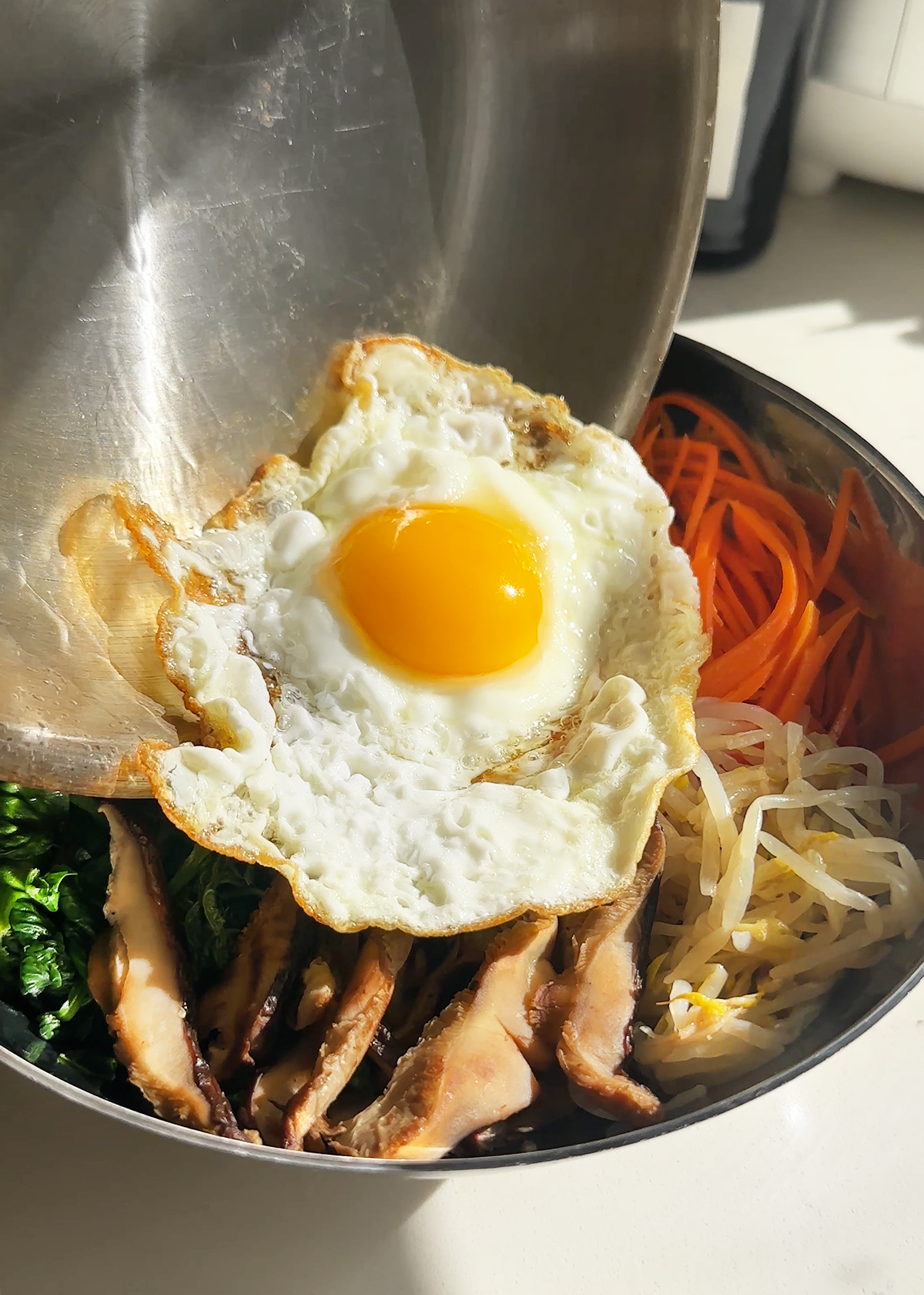 egg on bibimbap