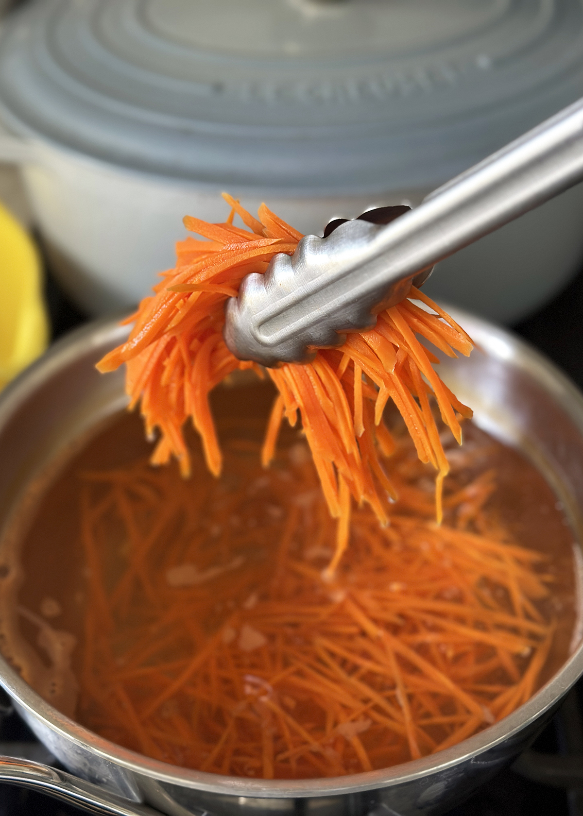 blanched carrots for bibimbap