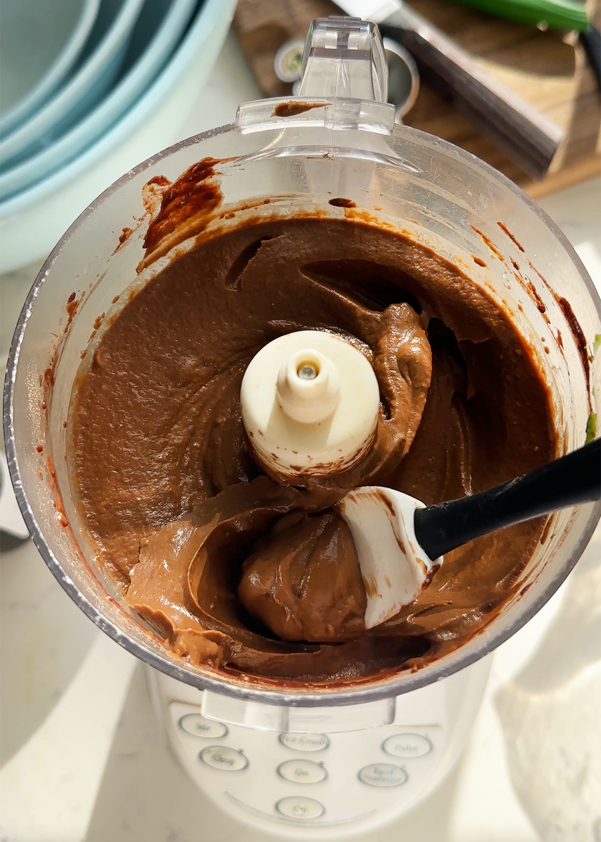 avocado chocolate pudding in food processor