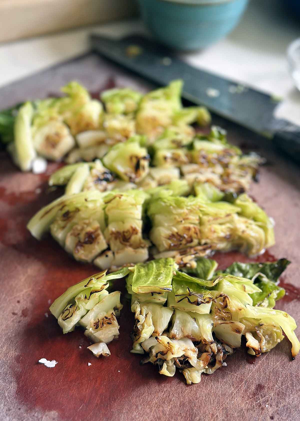 charred cabbage chopped