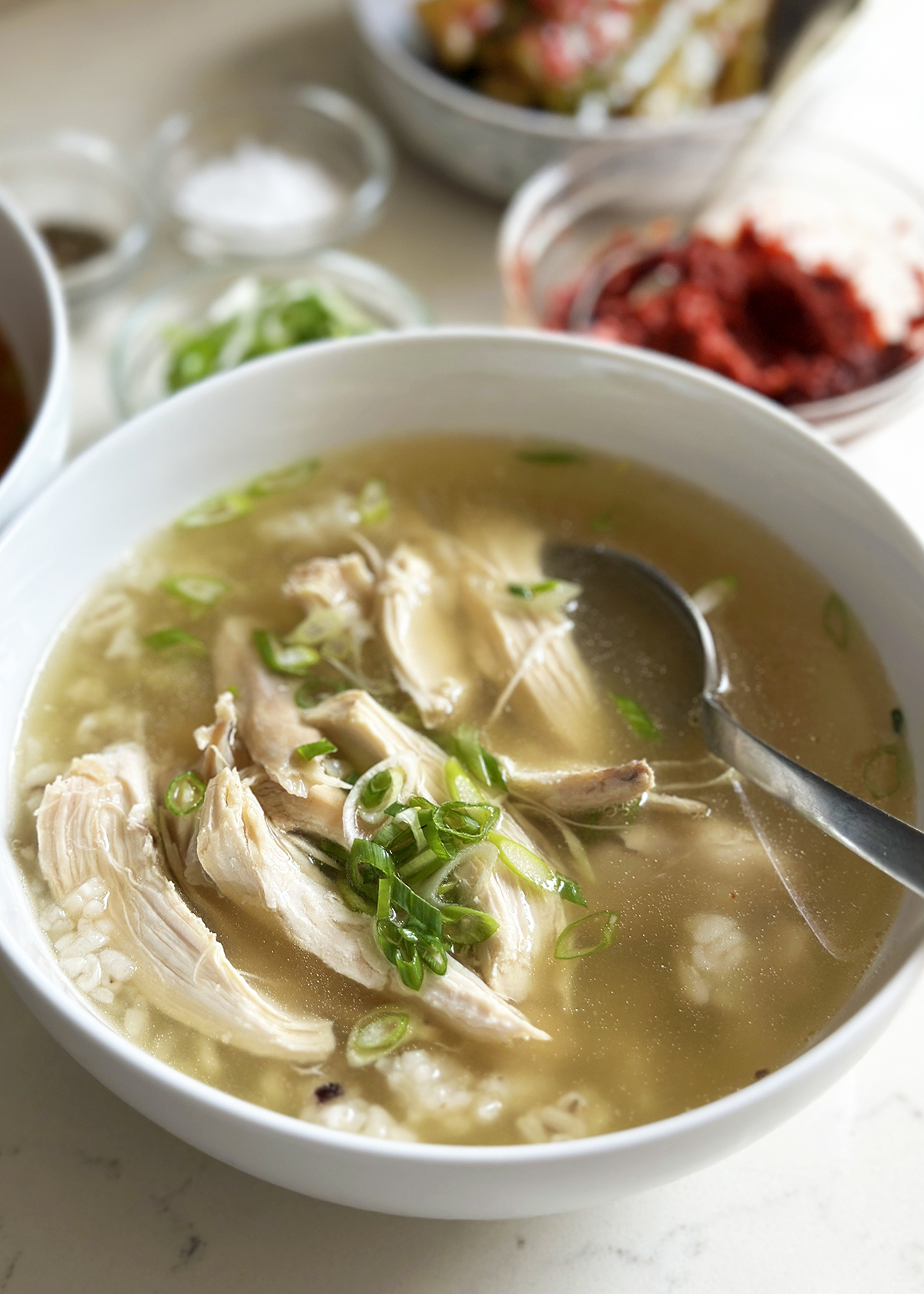 korean chicken soup in bowl