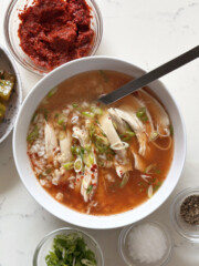 korean chicken soup with spicy seasoning