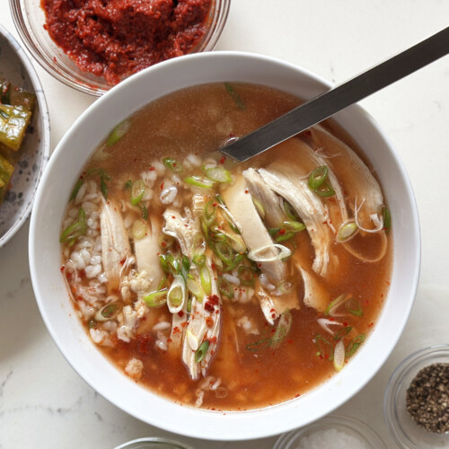 korean chicken soup with spicy seasoning