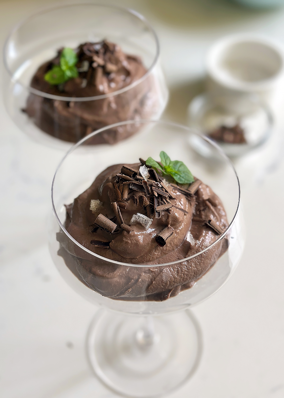 tofu chocolate pudding in serving glass