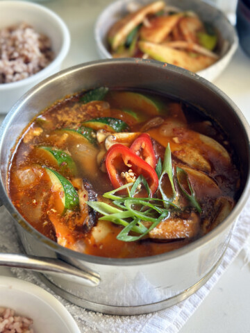 soon dooboo jjigae in pot