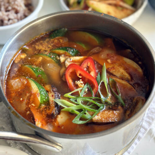 soon dooboo jjigae in pot