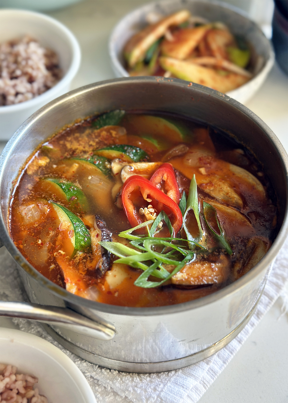 soon dooboo jjigae in pot