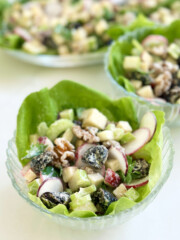 waldorf salad, california style in lettuce cups